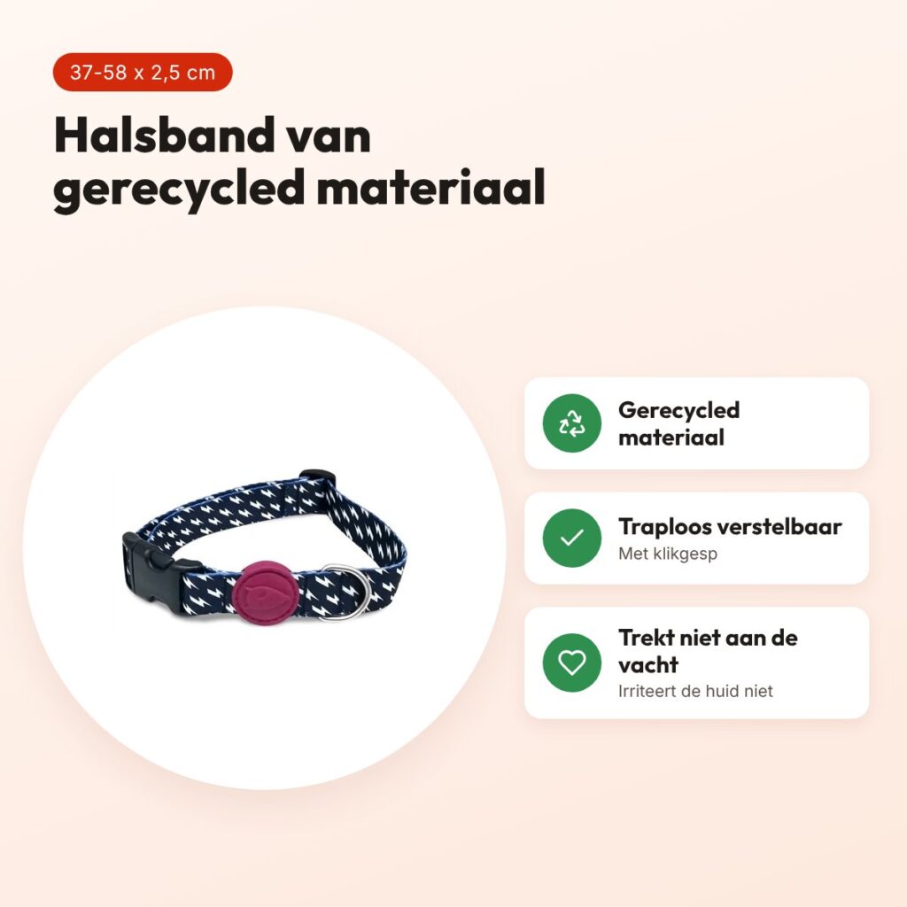 Morso hondenhalsband Power Flow zwart 37-58 x 2,5 cm – gerecycled – voordelen