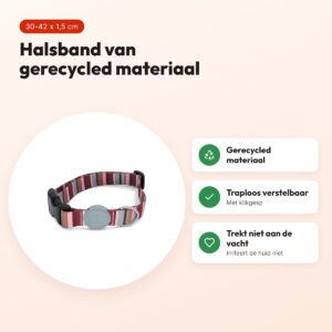 Morso hondenhalsband Skyline rood/roze 30-42 x 1,5 cm – gerecycled – voordelen
