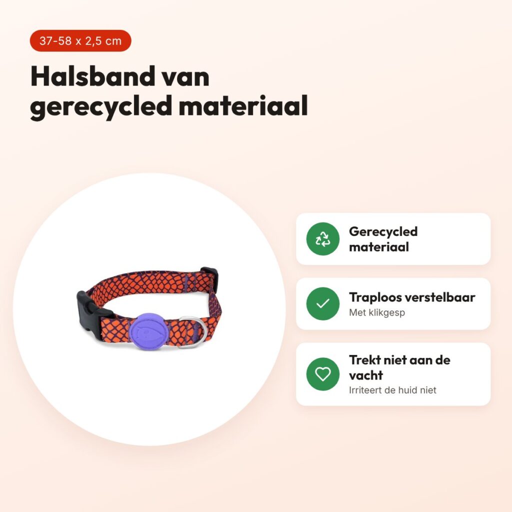Morso hondenhalsband Urban Lizard rood 37-58 x 2,5 cm – gerecycled – voordelen