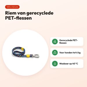 Morso hondenriem Color Invaders paars 120 x 1,5 cm – gerecycled, tot 6 kg – voordelen
