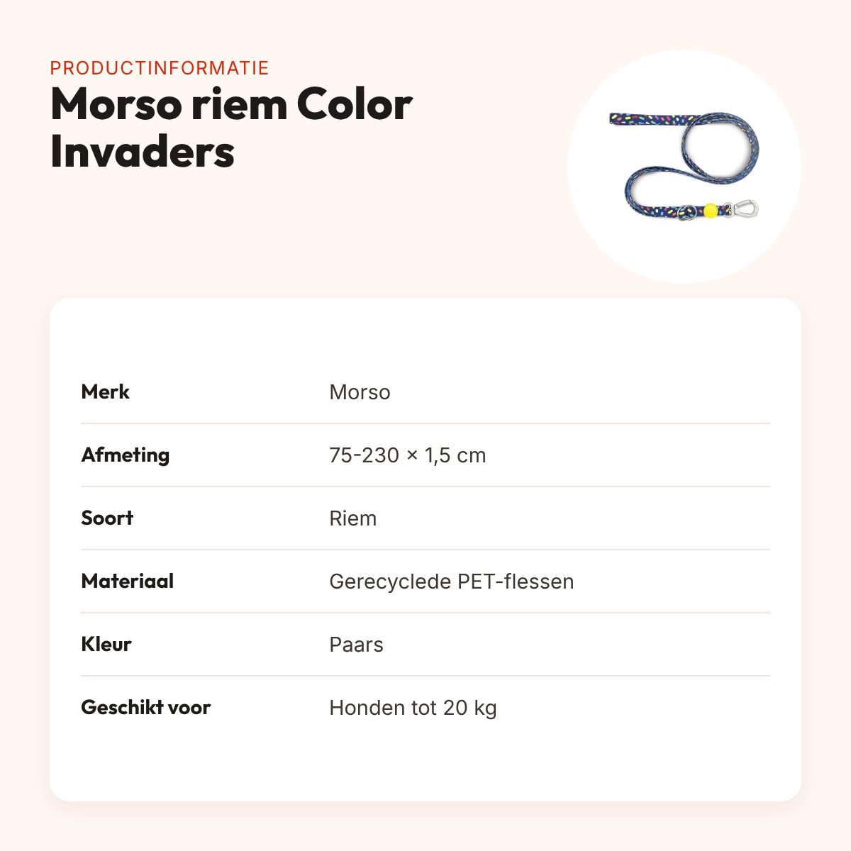Morso hondenriem Color Invaders paars 75-230 x 1,5 cm – tot 20 kg – productinformatie