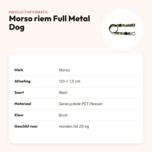 Morso hondenriem Full Metal Dog bruin 120 x 1,5 cm – gerecycled, tot 20 kg – productinformatie
