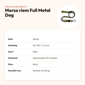Morso hondenriem Full Metal Dog bruin 65-200 x 2,5 cm – tot 80 kg – productinformatie
