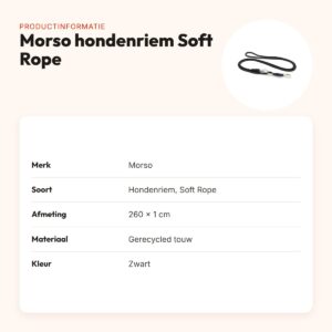 Morso hondenriem hands free Soft Rope zwart 260 x 1 cm – productinformatie