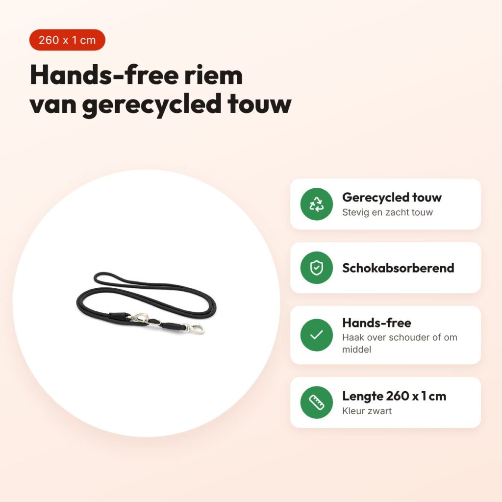 Morso hondenriem hands free Soft Rope zwart 260 x 1 cm – voordelen