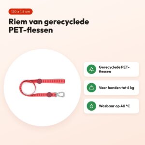 Morso hondenriem Lipstick roze 120 x 1,5 cm – gerecycled, tot 6 kg – voordelen