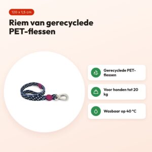 Morso hondenriem Power Flow zwart 120 x 1,5 cm – gerecycled, tot 20 kg – voordelen