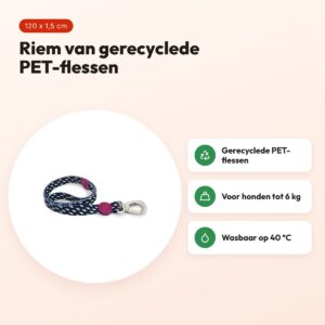 Morso hondenriem Power Flow zwart 120 x 1,5 cm – gerecycled, tot 6 kg – voordelen