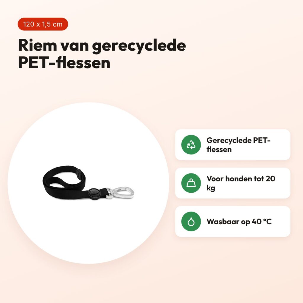 Morso hondenriem Pureness zwart 120 x 1,5 cm – gerecycled, tot 20 kg – voordelen