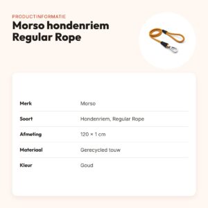 Morso hondenriem Regular Rope goud 120 x 1 cm – productinformatie