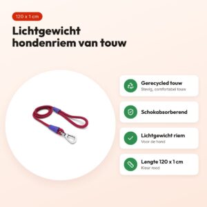 Morso hondenriem Regular Rope rood 120 x 1 cm – voordelen