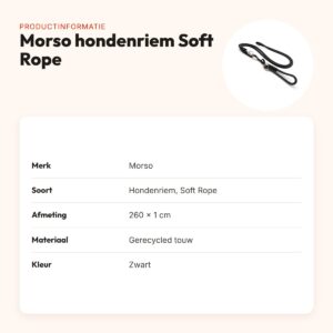Morso hondenriem retrieverlijn hands free Soft Rope zwart 260 x 1 cm – productinformatie