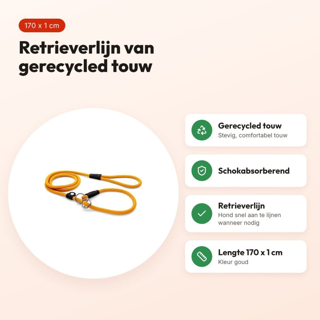 Morso hondenriem retrieverlijn Regular Rope goud 170 x 1 cm – voordelen