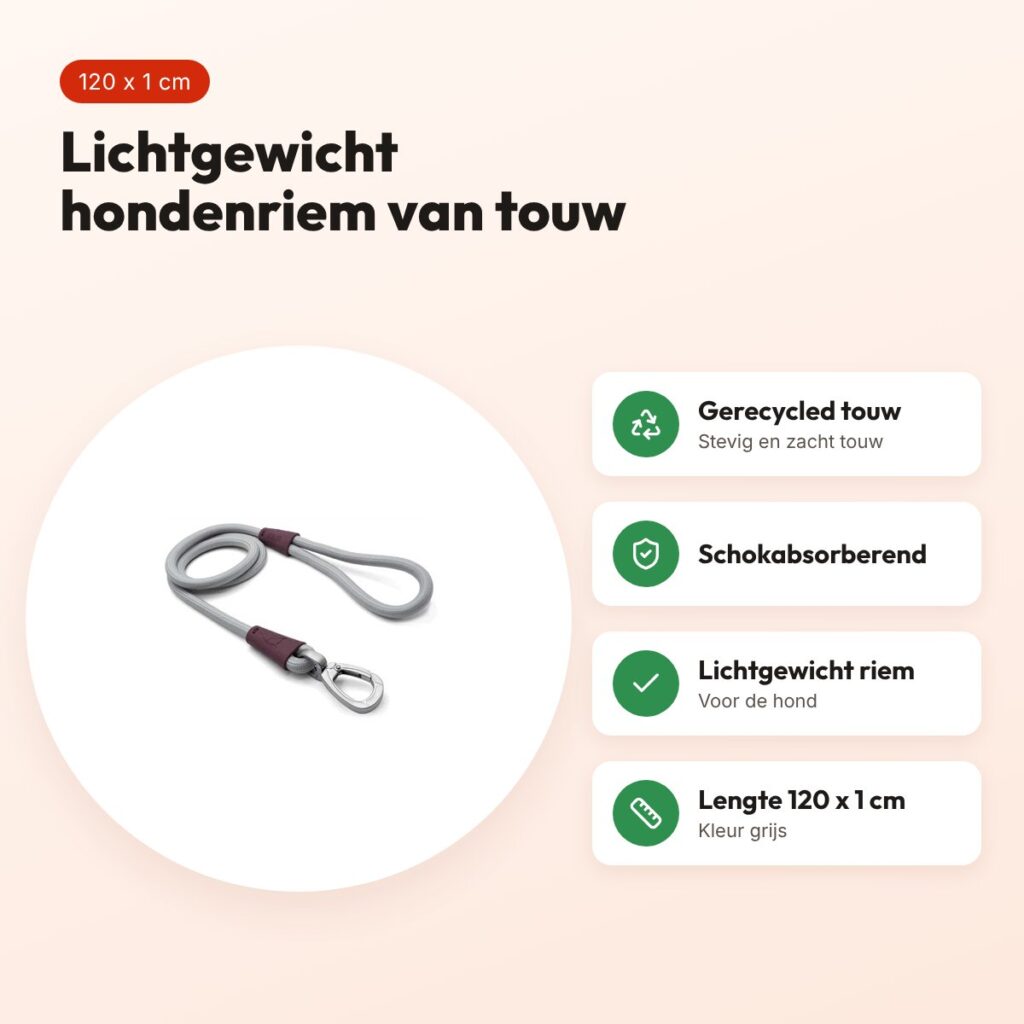 Morso hondenriem Soft Rope grijs 120 x 1 cm – voordelen