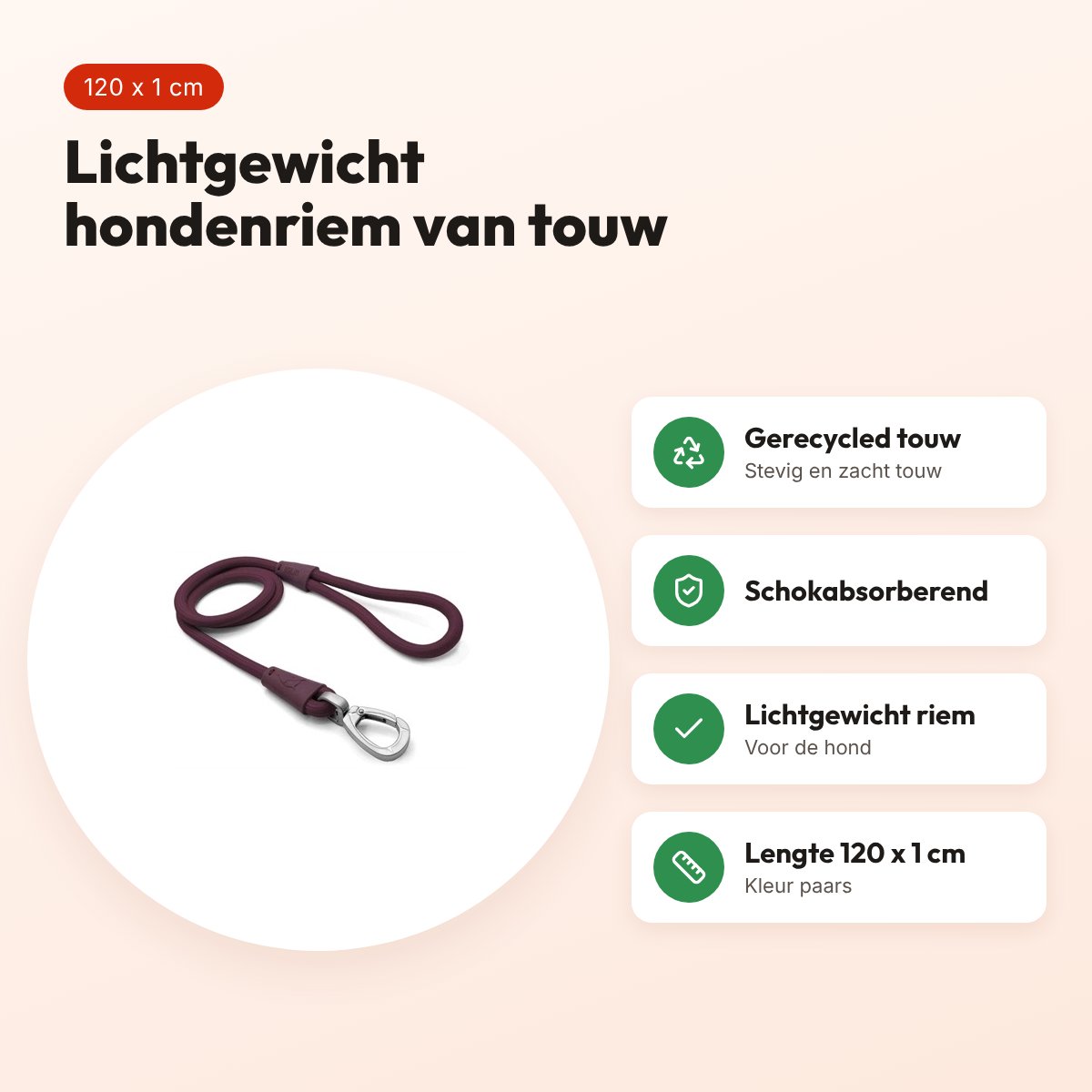 Morso hondenriem Soft Rope paars 120 x 1 cm – voordelen
