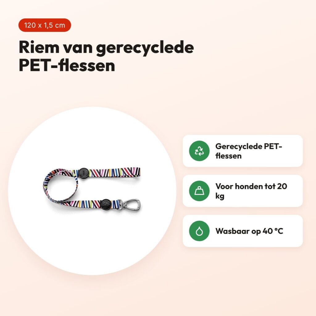 Morso hondenriem Spaghetti Incident 120 x 1,5 cm – gerecycled, tot 20 kg – voordelen