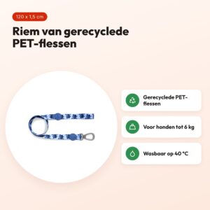Morso hondenriem Splash blauw 120 x 1,5 cm – gerecycled, tot 6 kg – voordelen