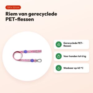 Morso hondenriem Sweet Tweet roze 120 x 1,5 cm – gerecycled, tot 6 kg – voordelen