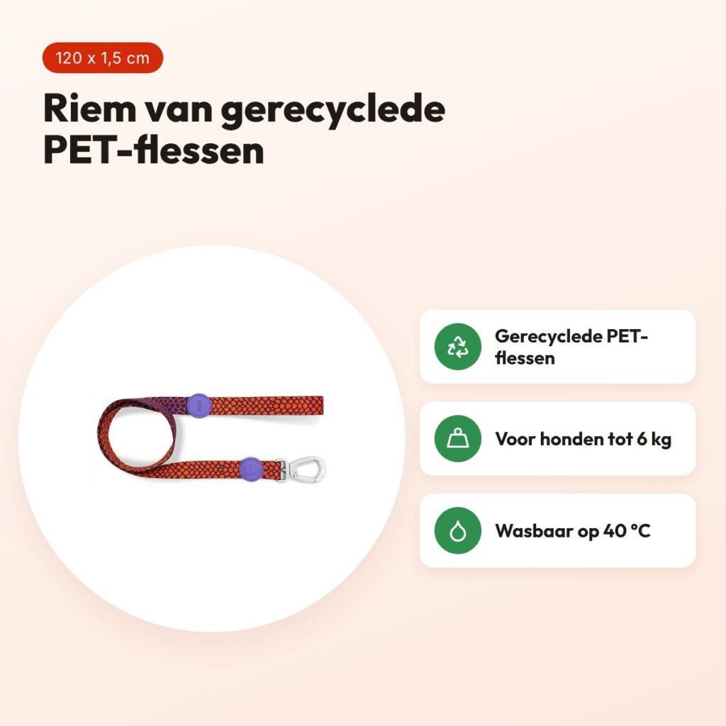 Morso hondenriem Urban Lizard rood 120 x 1,5 cm – gerecycled, tot 6 kg – voordelen