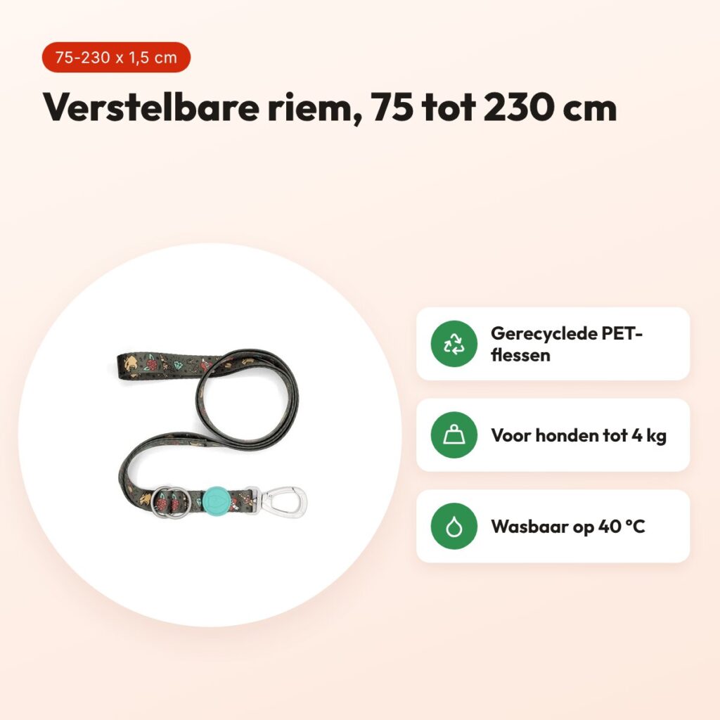 Morso hondenriem verstelbaar Ink Tank groen 75-230 x 1,5 cm – tot 4 kg – voordelen