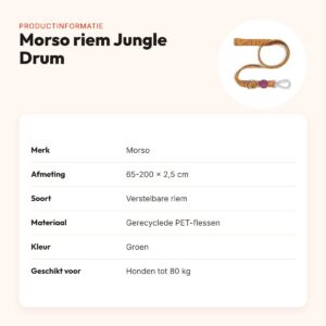 Morso hondenriem verstelbaar Jungle Drum groen 65-200 x 2,5 cm – tot 80 kg – productinformatie
