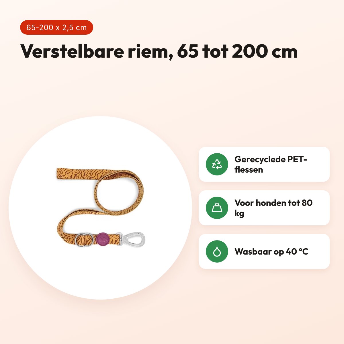 Morso hondenriem verstelbaar Jungle Drum groen 65-200 x 2,5 cm – tot 80 kg – voordelen
