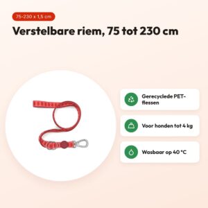 Morso hondenriem verstelbaar Lipstick roze 75-230 x 1,5 cm – tot 4 kg – voordelen
