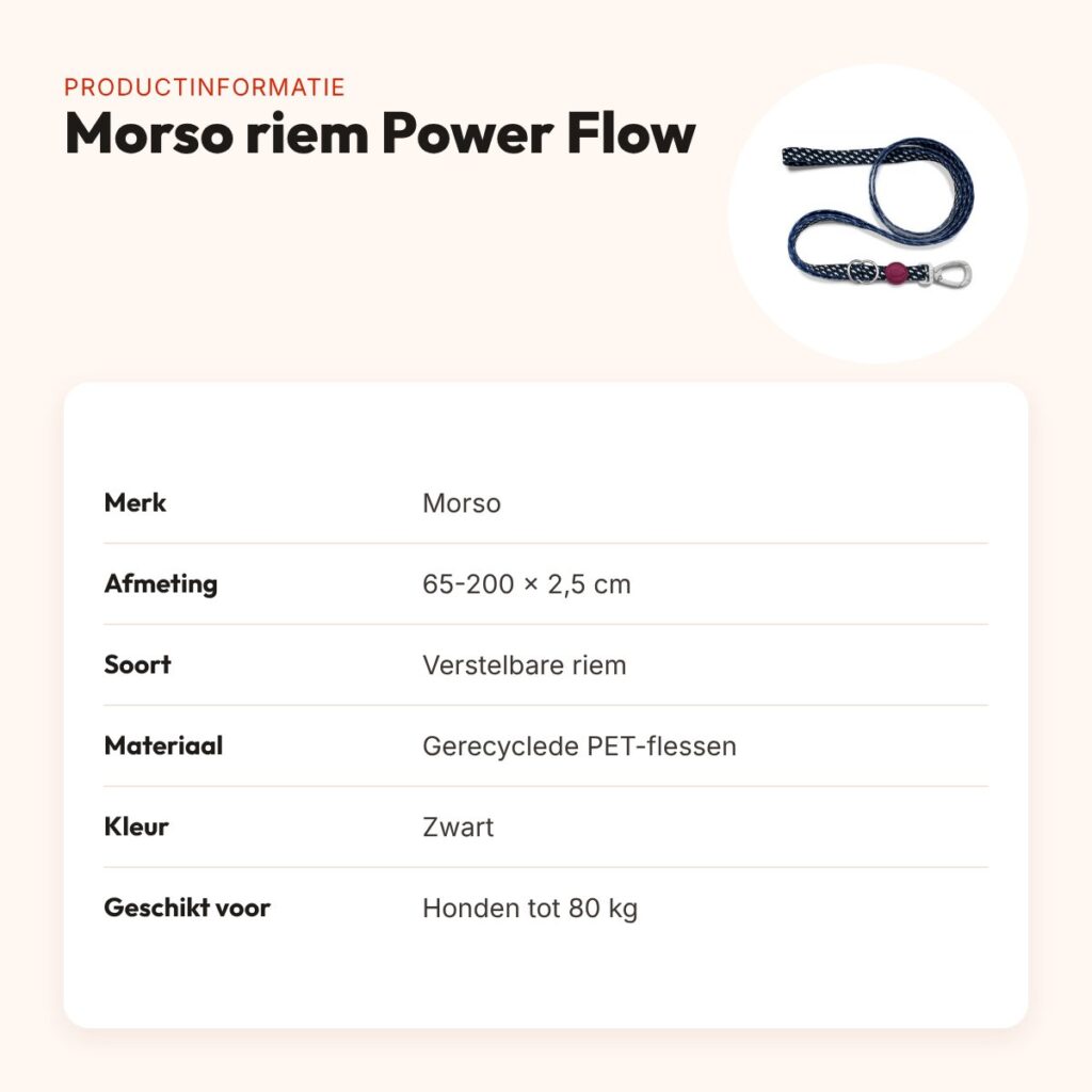 Morso hondenriem verstelbaar Power Flow zwart 65-200 x 2,5 cm – tot 80 kg – productinformatie