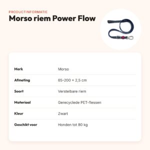 Morso hondenriem verstelbaar Power Flow zwart 65-200 x 2,5 cm – tot 80 kg – productinformatie