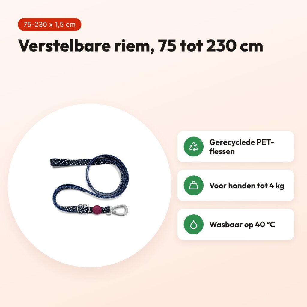 Morso hondenriem verstelbaar Power Flow zwart 75-230 x 1,5 cm – tot 4 kg – voordelen
