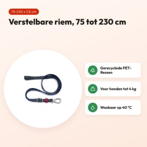 Morso hondenriem verstelbaar Power Flow zwart 75-230 x 1,5 cm – tot 4 kg – voordelen