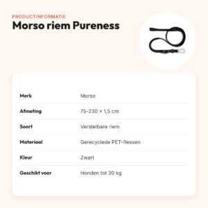 Morso hondenriem verstelbaar Pureness zwart 75-230 x 1,5 cm – tot 20 kg – productinformatie