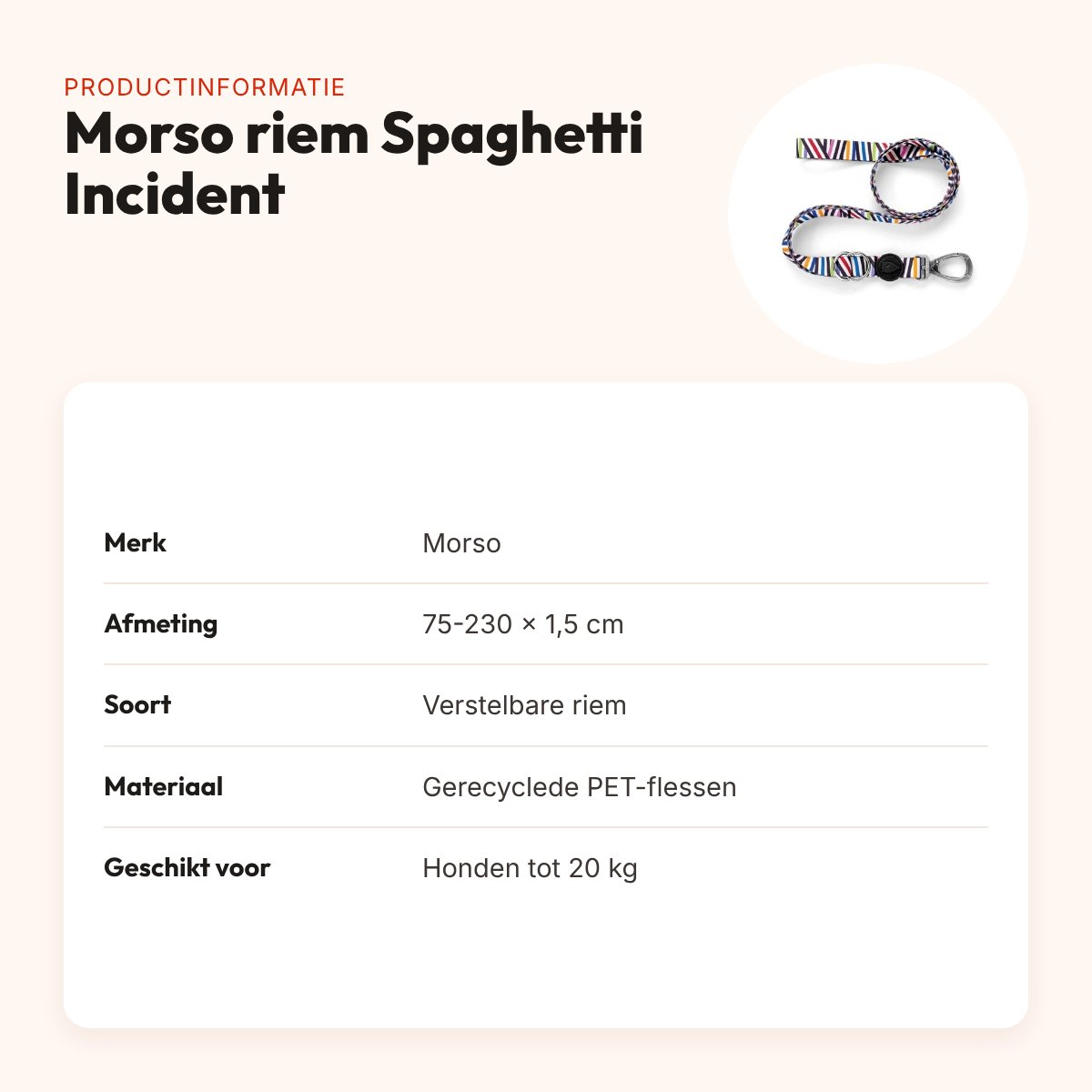 Morso hondenriem verstelbaar Spaghetti Incident 75-230 x 1,5 cm – tot 20 kg – productinformatie
