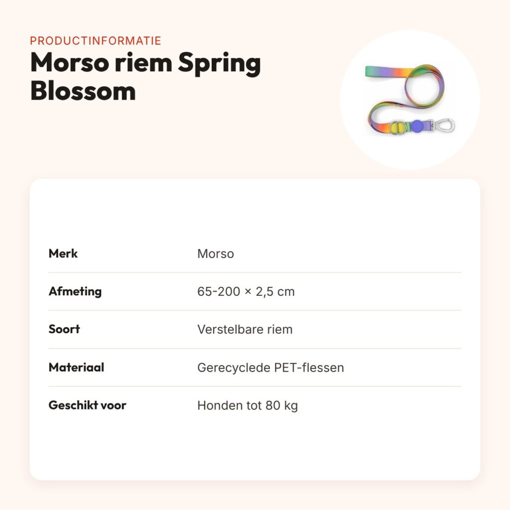Morso hondenriem verstelbaar Spring Blossom 65-200 x 2,5 cm – tot 80 kg – productinformatie