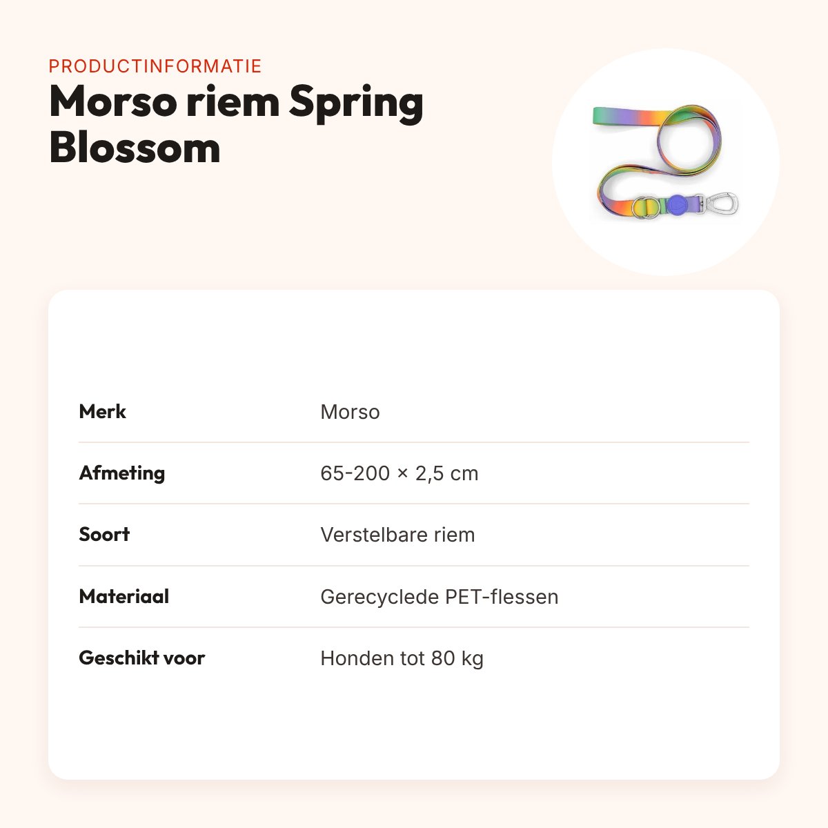 Morso hondenriem verstelbaar Spring Blossom 65-200 x 2,5 cm – tot 80 kg – productinformatie