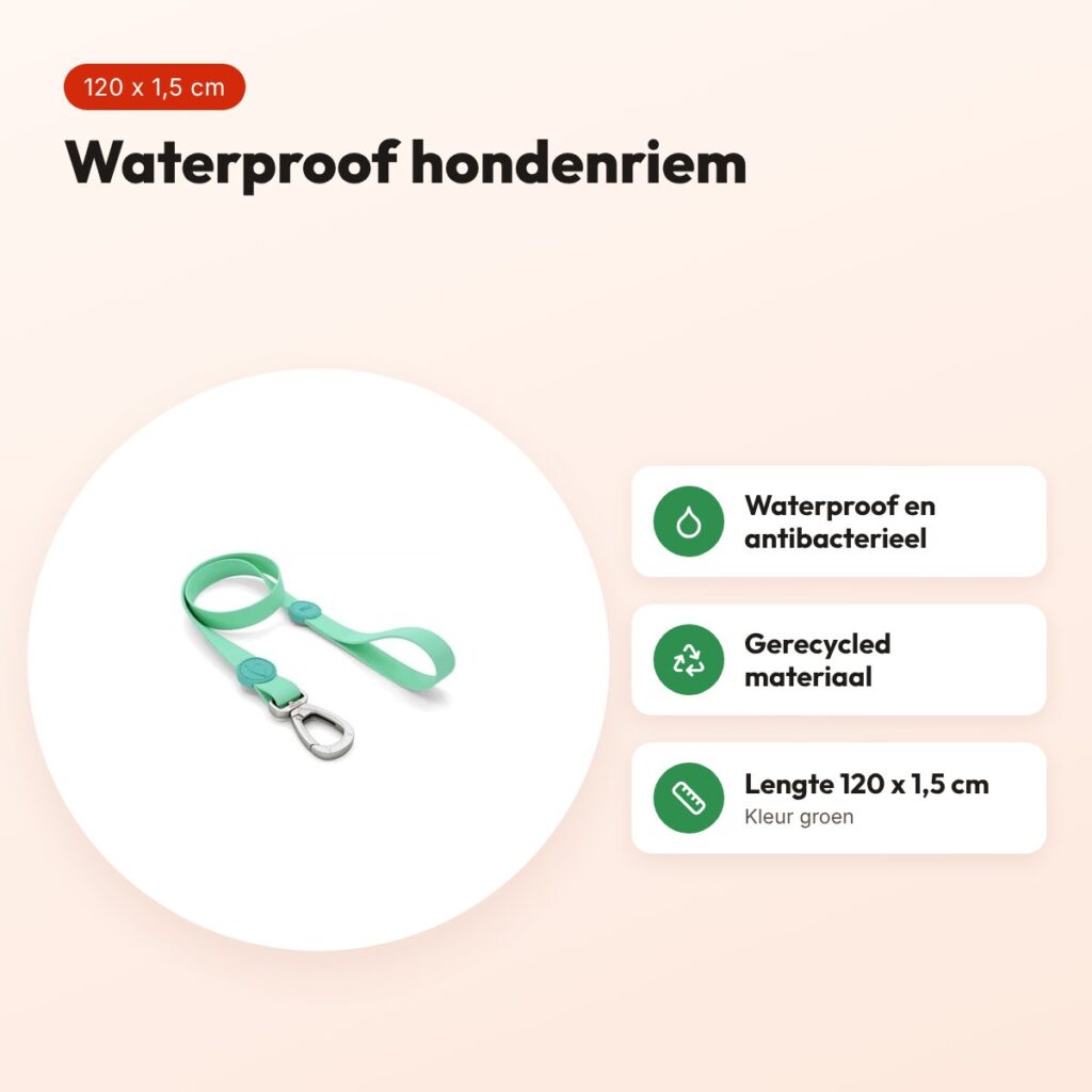 Morso hondenriem waterproof gerecycled groen 120 x 1,5 cm – voordelen
