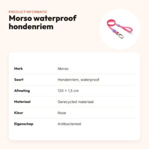 Morso hondenriem waterproof gerecycled roze 120 x 1,5 cm – productinformatie