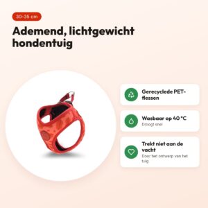 Morso hondentuig Body Mesh Lipstick roze 30-35 cm – ademend, gerecycled – voordelen