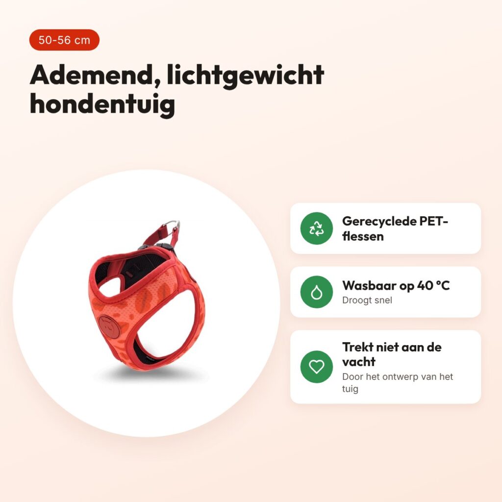 Morso hondentuig Body Mesh Lipstick roze 50-56 cm – ademend, gerecycled – voordelen