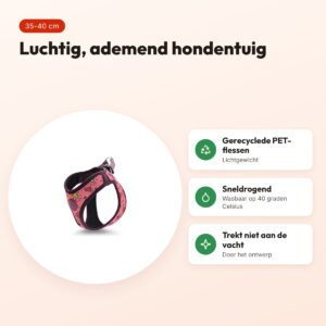 Morso hondentuig Body Mesh Pink Think roze 35-40 cm – ademend, gerecycled – voordelen