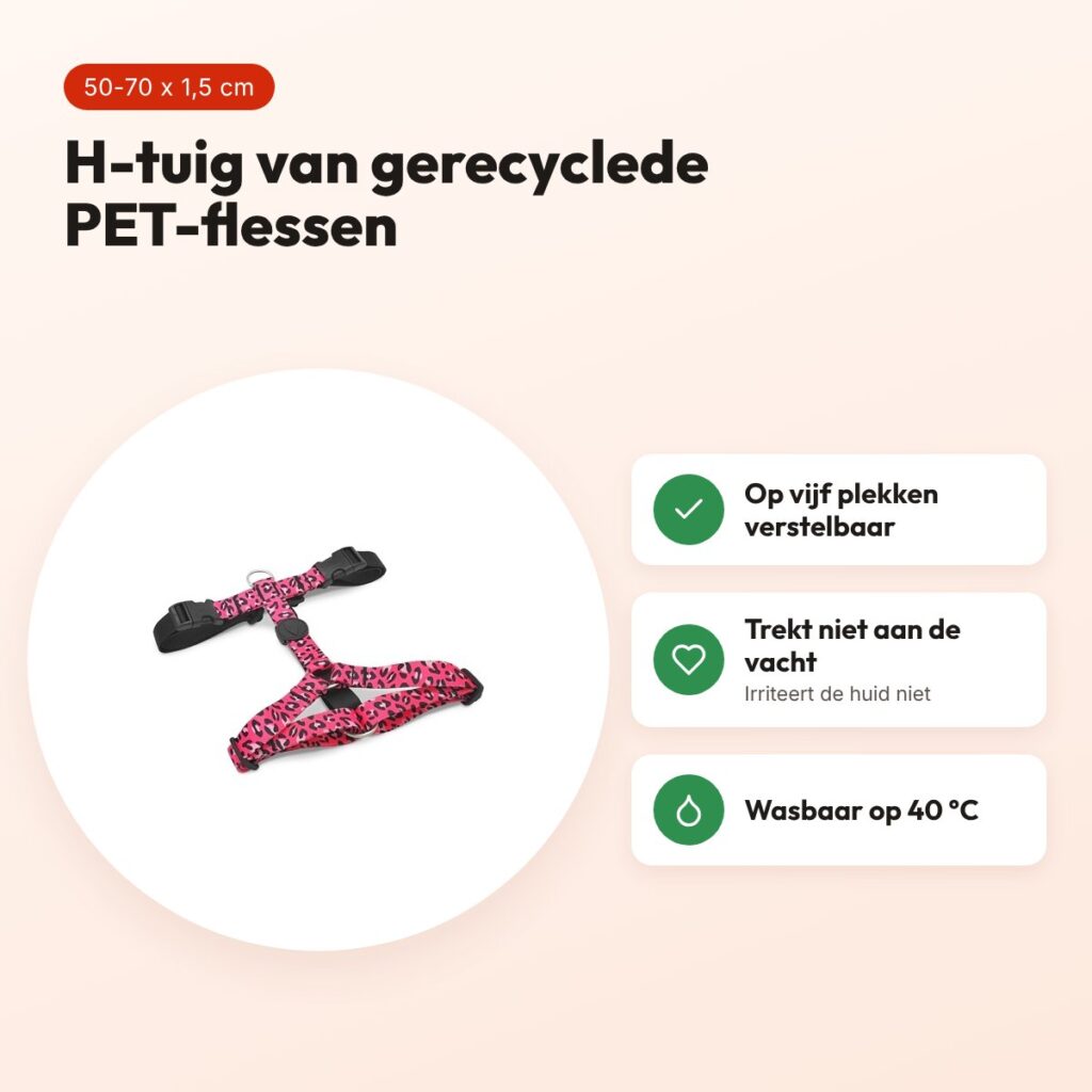 Morso hondentuig H-tuig Bubble Leo roze 50-70 x 1,5 cm – gerecycled – voordelen