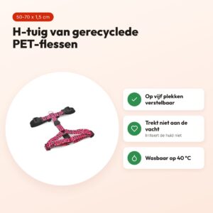 Morso hondentuig H-tuig Bubble Leo roze 50-70 x 1,5 cm – gerecycled – voordelen