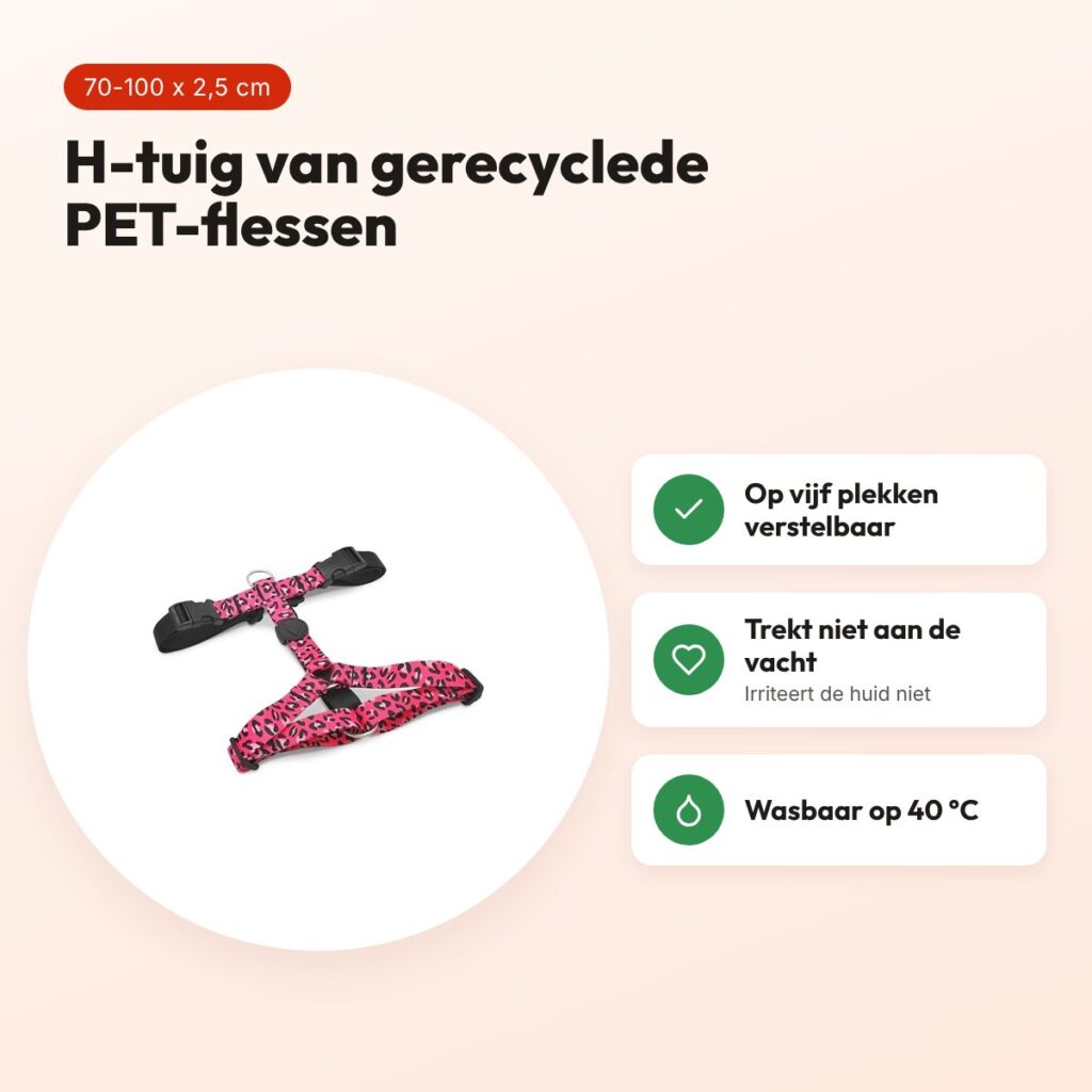 Morso hondentuig H-tuig Bubble Leo roze 70-100 x 2,5 cm – gerecycled – voordelen