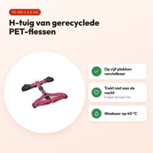 Morso hondentuig H-tuig Bubble Leo roze 70-100 x 2,5 cm – gerecycled – voordelen