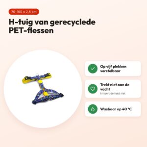 Morso hondentuig H-tuig Color Invader paars 70-100 x 2,5 cm – gerecycled – voordelen