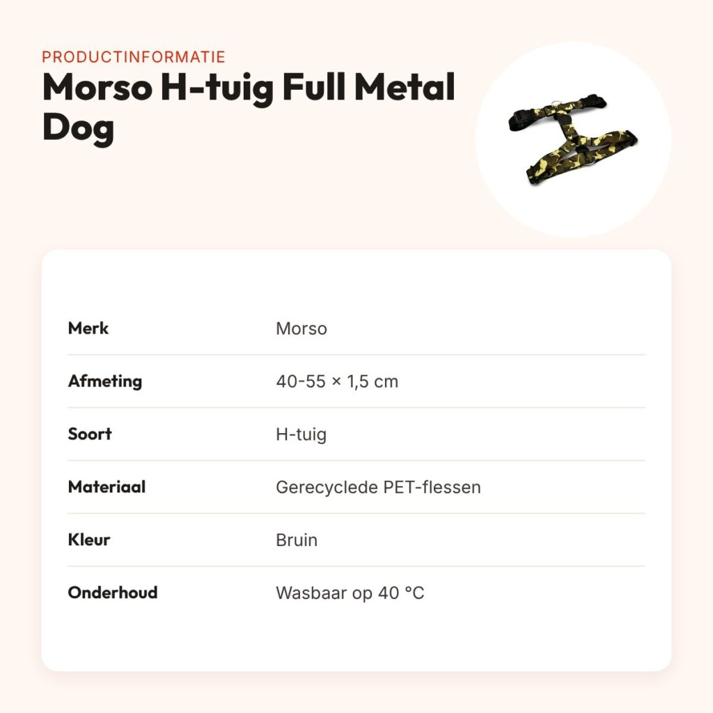 Morso hondentuig H-tuig Full Metal Dog bruin 40-55 x 1,5 cm – verstelbaar – productinformatie