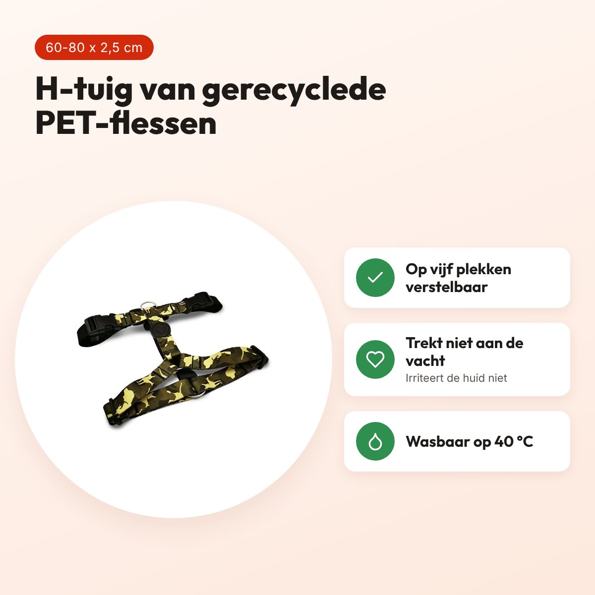 Morso hondentuig H-tuig Full Metal Dog bruin 60-80 x 2,5 cm – verstelbaar – voordelen