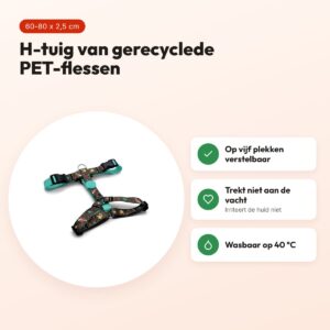 Morso hondentuig H-tuig Ink Tank groen 60-80 x 2,5 cm – gerecycled – voordelen