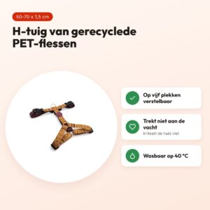 Morso hondentuig H-tuig Jungle Drum groen 50-70 x 1,5 cm – gerecycled – voordelen