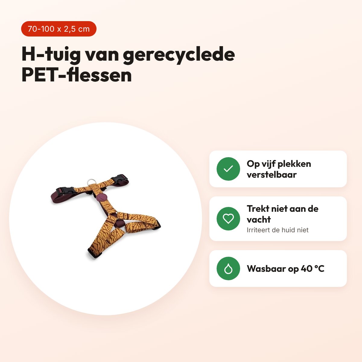 Morso hondentuig H-tuig Jungle Drum groen 70-100 x 2,5 cm – gerecycled – voordelen